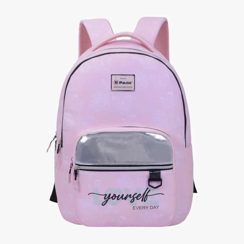 بوز Floral Print Backpack with Adjustable Straps and Zip Closure - 6x12x21 cms